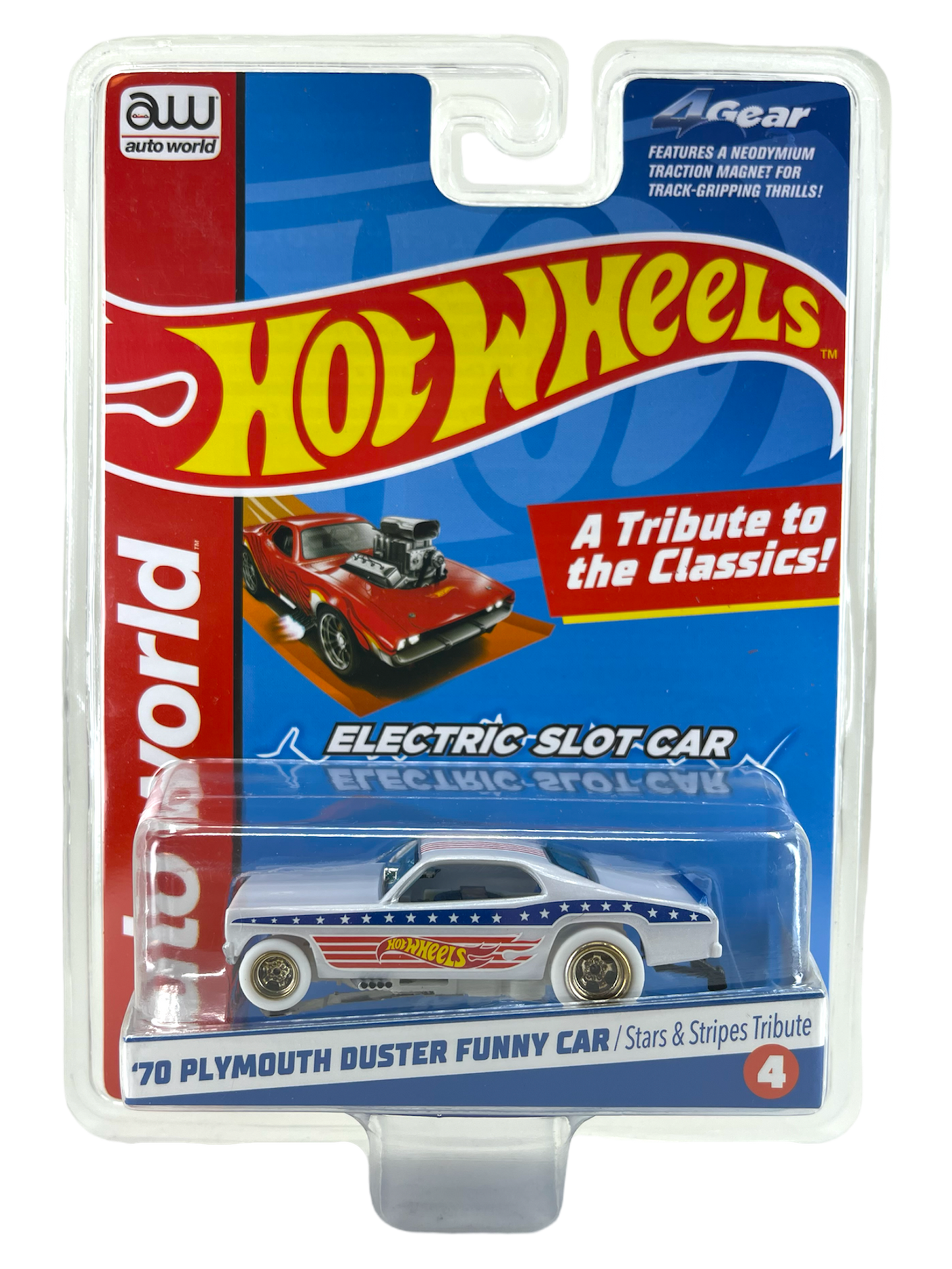 1970 Plymouth Duster Funny Car, Hot Wheels, iWheels Chase H.O. Scale Slot Car, 4Gear Chassis