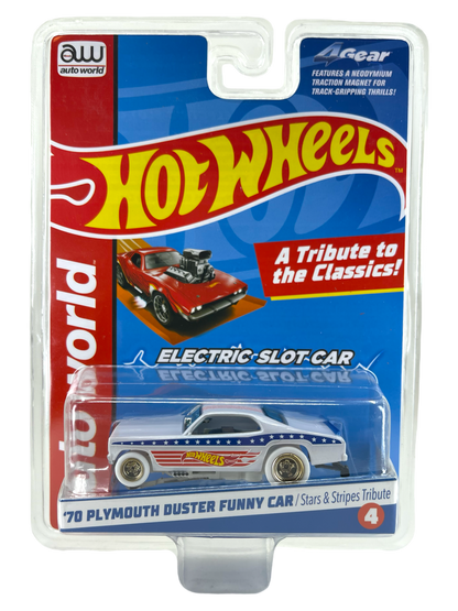 1970 Plymouth Duster Funny Car, Hot Wheels, iWheels Chase H.O. Scale Slot Car, 4Gear Chassis