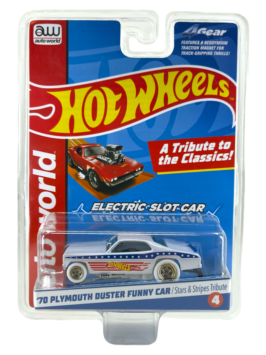 1970 Plymouth Duster Funny Car, Hot Wheels, iWheels Chase H.O. Scale Slot Car, 4Gear Chassis