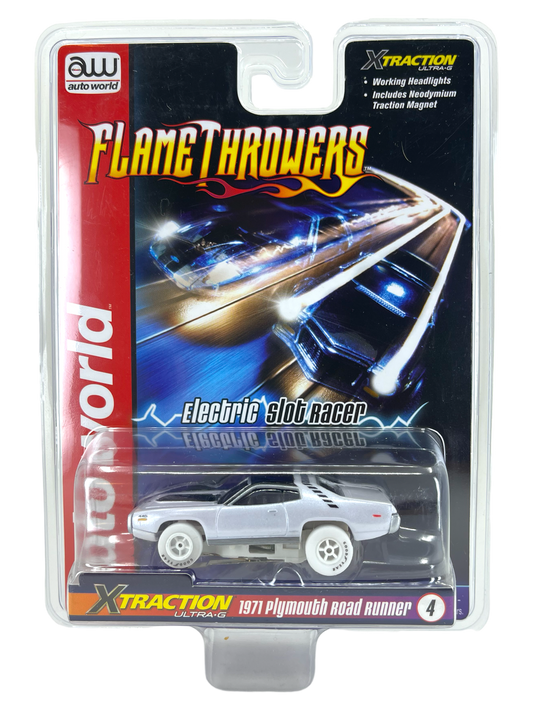 1971 Plymouth Road Runner FlameThrower iWheels Chase H.O. Scale Slot Car, Xtraction Chassis