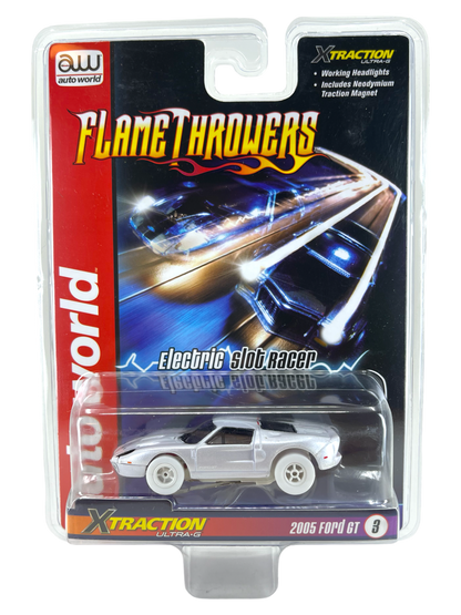 2005 Ford GT FlameThrower Lighted, iWheels Chase H.O. Scale Slot Car, XTraction Chassis