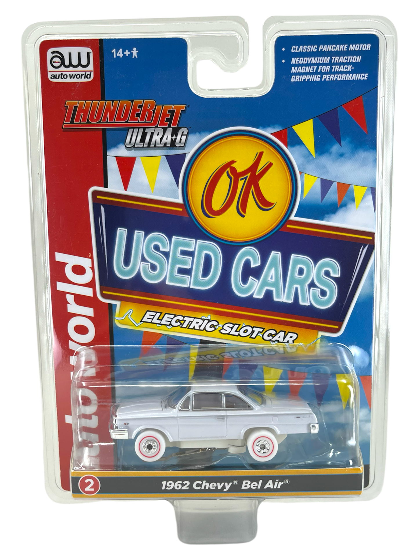 1962 Chevy Bel Air OK Used Cars, iWheels Chase H.O. Scale Slot Car, ThunderJet Chassis