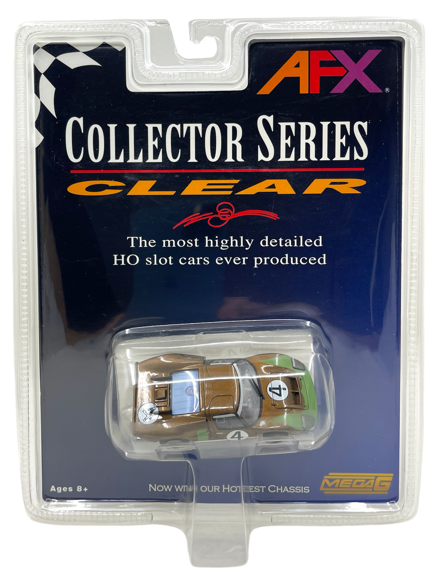 AFX Ford GT40 Mk II Collector Series Clear, Bronze #4, Mega G Chassis, H.O. Scale Slot Car