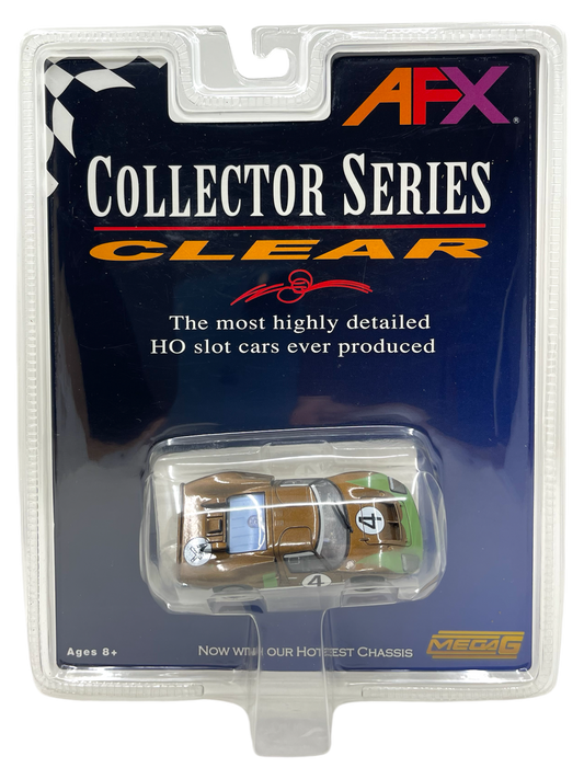 AFX Ford GT40 Mk II Collector Series Clear, Bronze #4, Mega G Chassis, H.O. Scale Slot Car