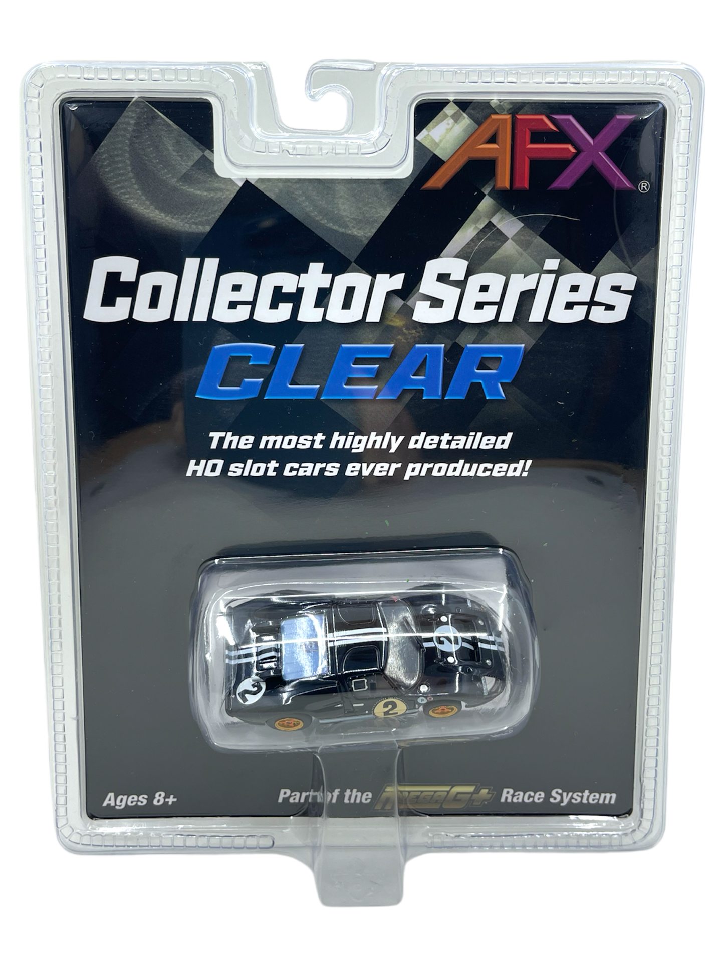 AFX Ford GT40 MK IIB, Nightmist Blue #2, Mega G Plus Chassis Collector Series Clear, H.O. Scale Slot Car