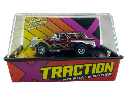 1957 Chevy Nomad Red with Flames Johnny Lightning XTraction H.O. Slot Car