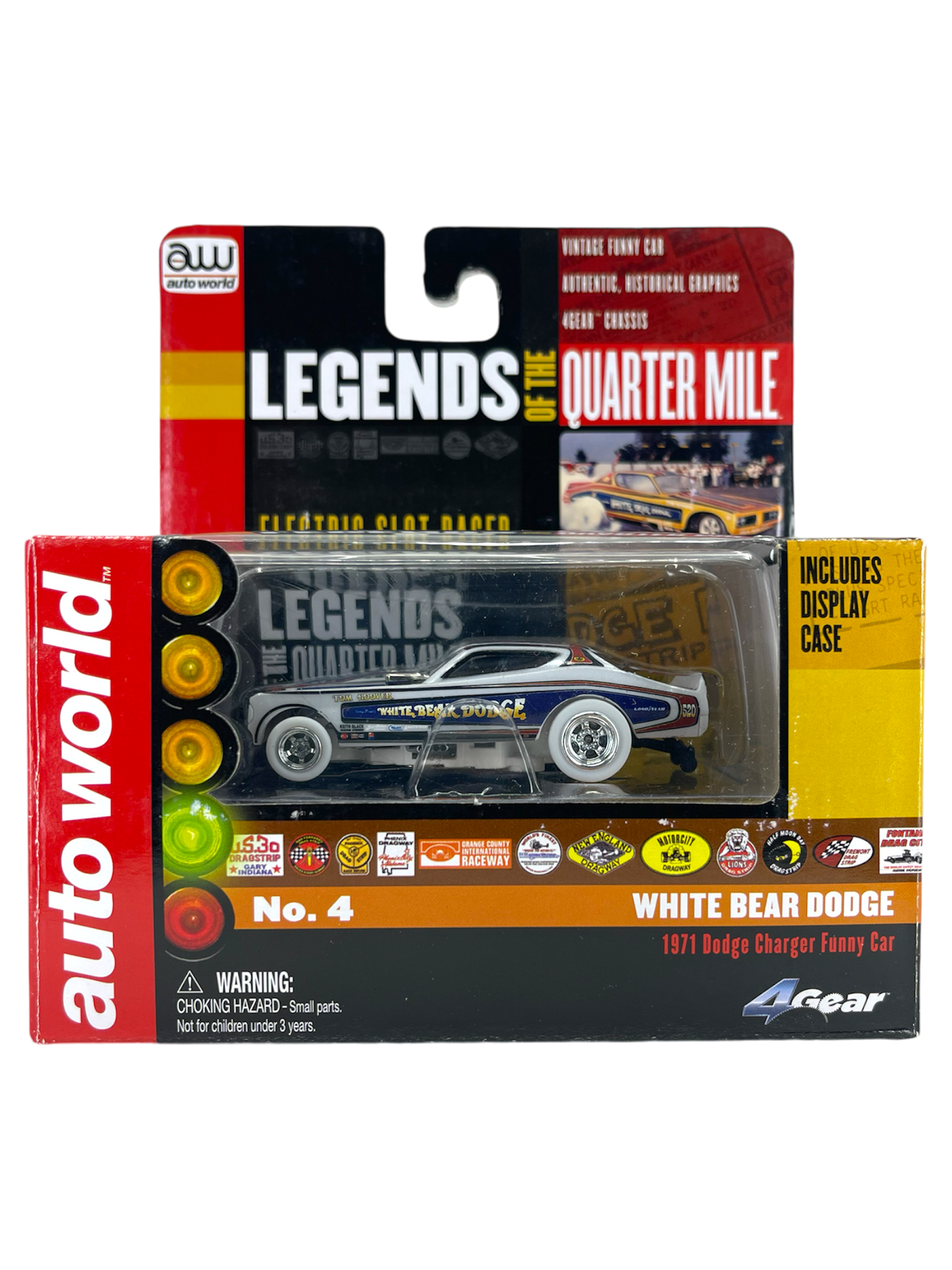 1971 Dodge Charger Funny Car White Bear Dodge, iWheels, Auto World 4 Gear, Legends of the Quarter Mile, H.O. Scale Slot Car