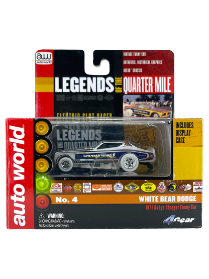 1971 Dodge Charger Funny Car White Bear Dodge, iWheels, Auto World 4 Gear, Legends of the Quarter Mile, H.O. Scale Slot Car