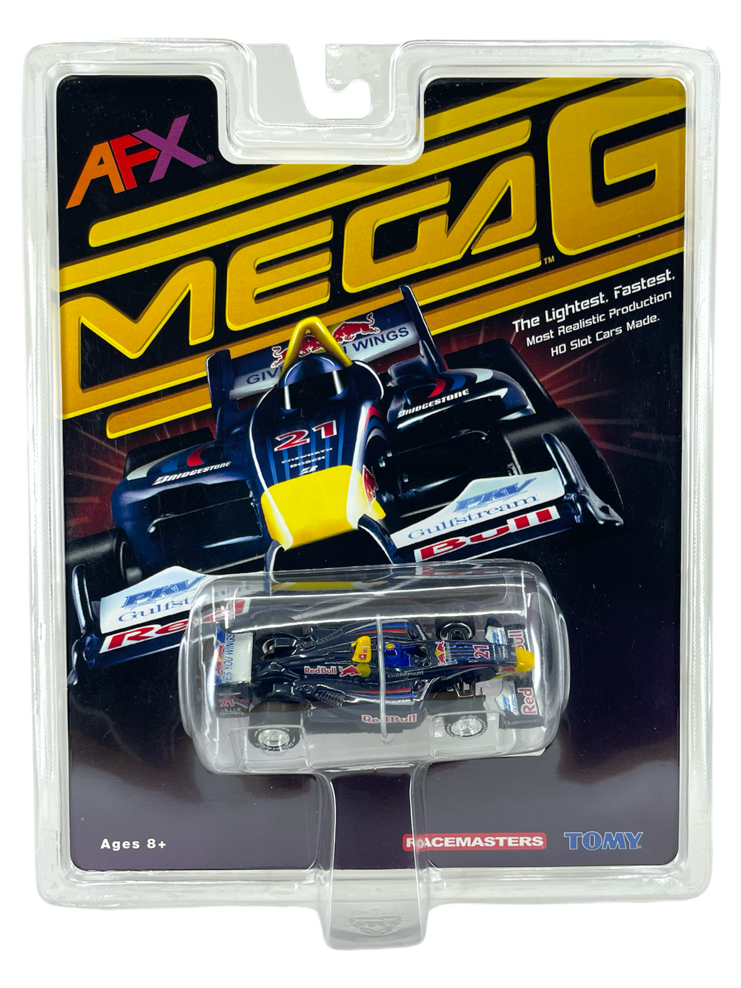 AFX Red Bull, DP01 Formula Champ Car, Chrome Wheels, Mega G Chassis, H.O. Scale Slot Car