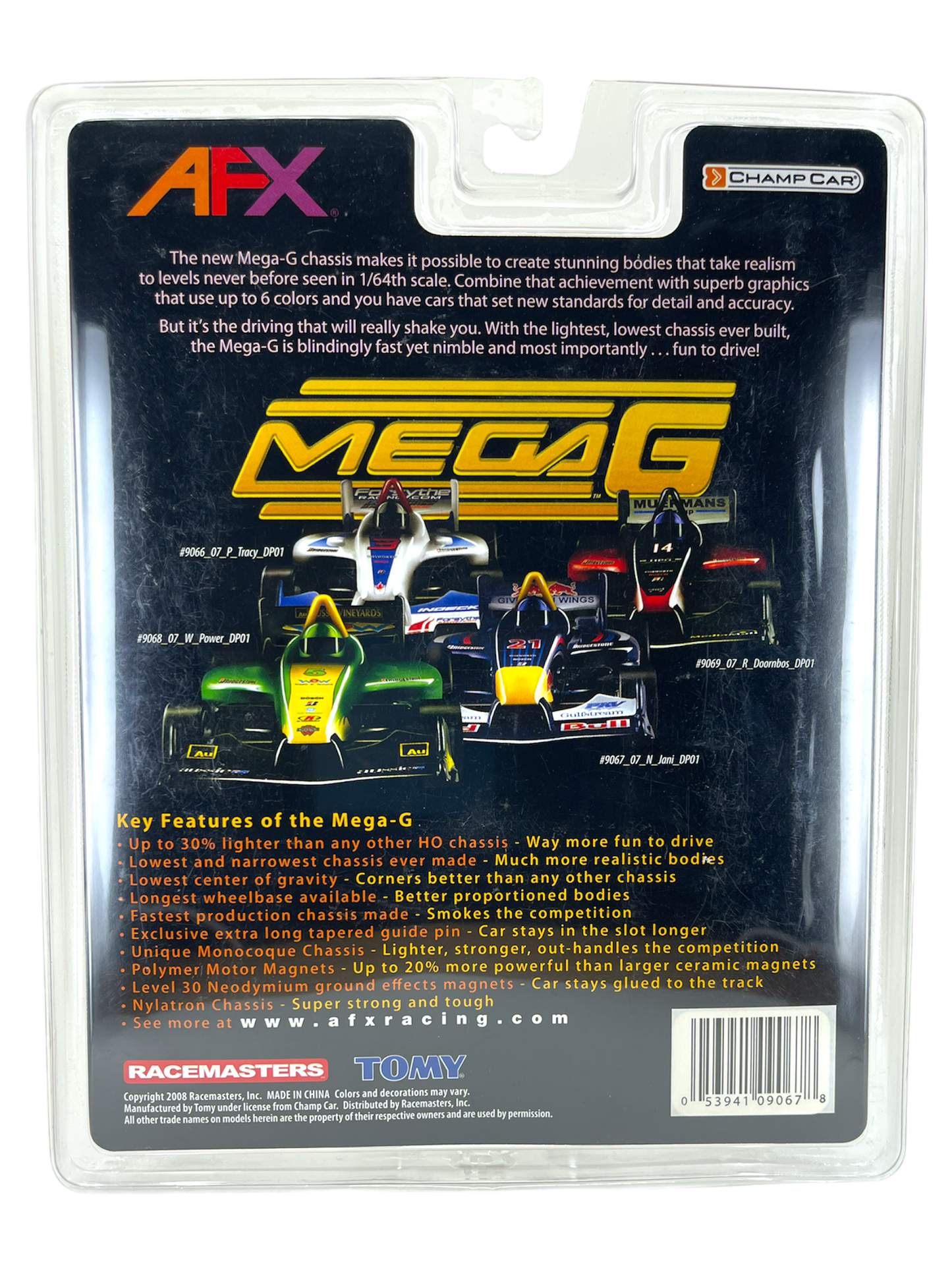 AFX Red Bull, DP01 Formula Champ Car, Chrome Wheels, Mega G Chassis, H.O. Scale Slot Car