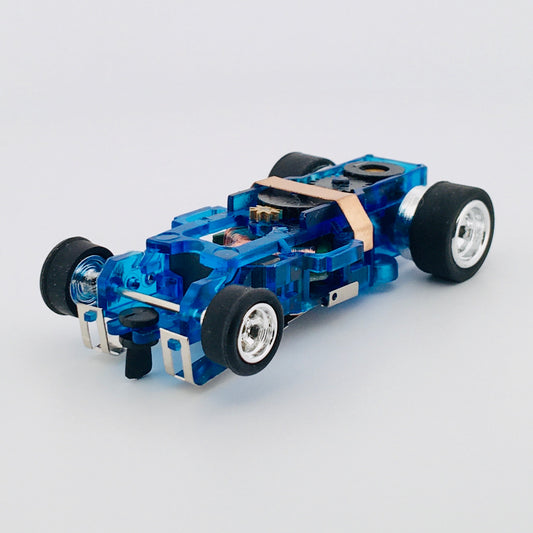 Auto World 4Gear Slot Car Chassis, Translucent Blue, Chrome Wheels
