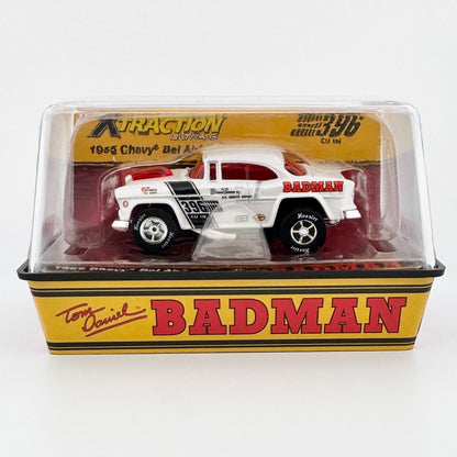 55 Chevy Bel Air, Pearl White BADMAN Limited Exclusive HO Slot Car XTraction Chassis