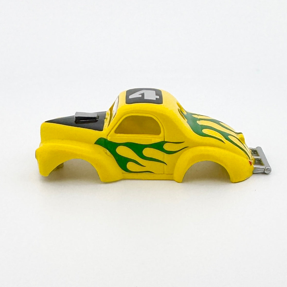 Auto World 1941 Willys Gasser Coupe Body, Yellow w/ Flames, Fits Aurora TJet Chassis, H.O. Slot Cars