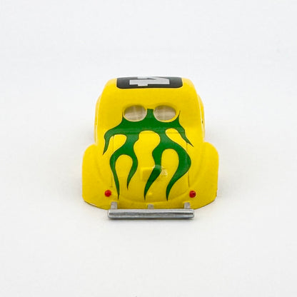 Auto World 1941 Willys Gasser Coupe Body, Yellow w/ Flames, Fits Aurora TJet Chassis, H.O. Slot Cars