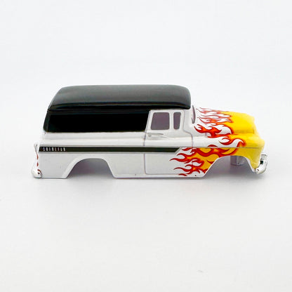 Auto World 1957 Chevy Suburban Body, White Flames, Fits TJet ThunderJet Chassis, H.O. Slot Cars