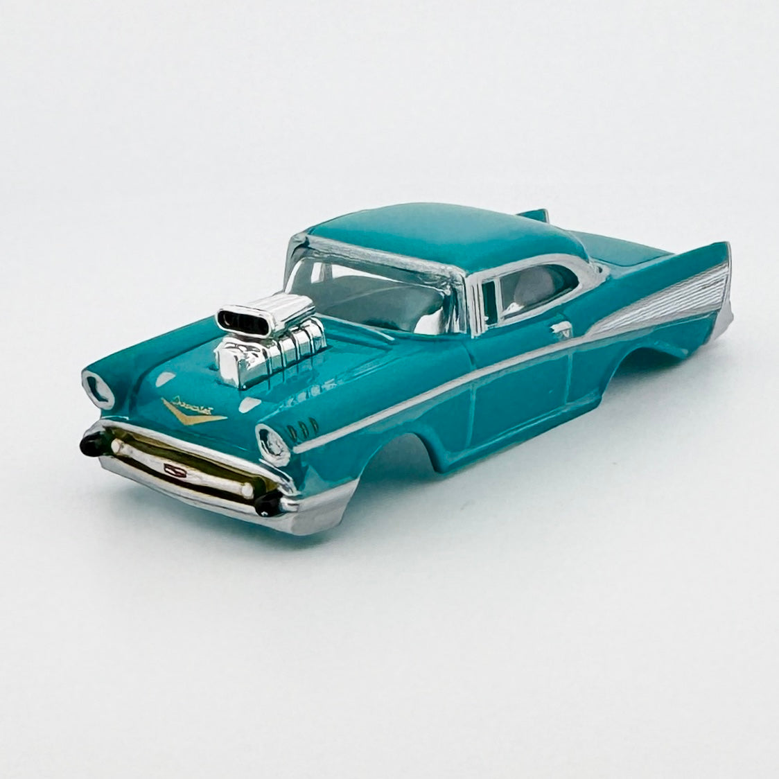 Auto World 1957 Chevy Bel Air Body, Turquoise, Fits Aurora TJet Chassis for H.O. Slot Cars