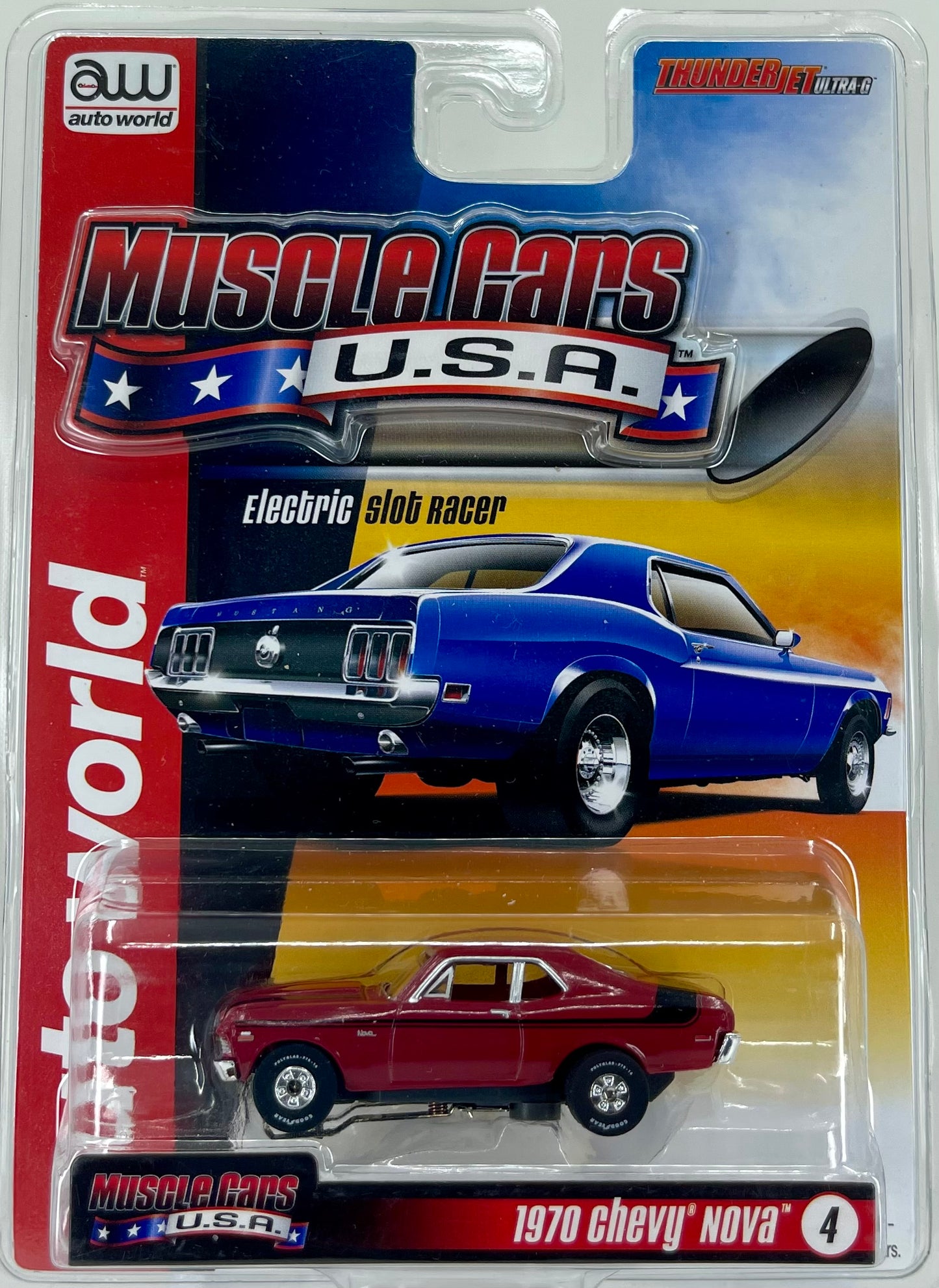 1970 Chevy Nova (Red) H.O. Scale Slot Car, ThunderJet Chassis