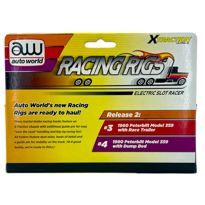 Auto World Comp Cams Peterbilt Semi Truck with Race Trailer iWheels Racing Rigs XTraction H.O. Slot Car Back View