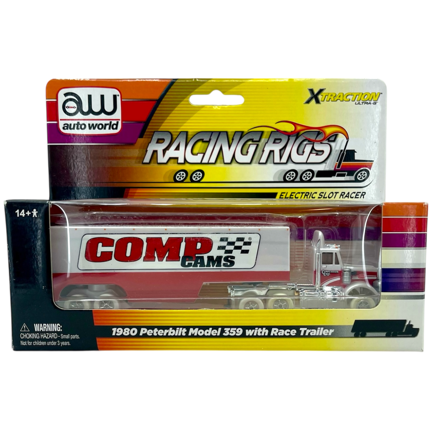 Auto World Comp Cams Peterbilt Semi Truck with Race Trailer iWheels Racing Rigs XTraction H.O. Slot Car