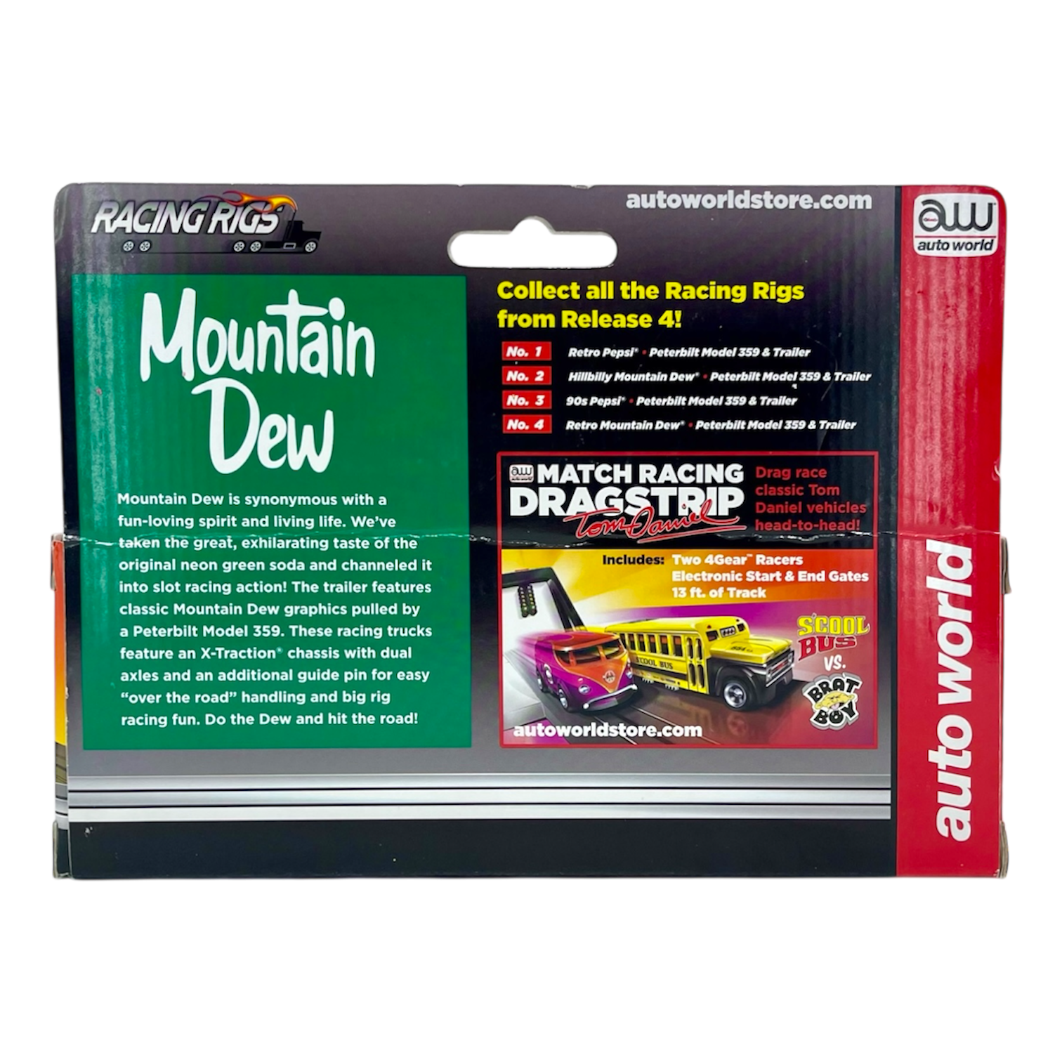 Auto World Hillbilly Mountain Dew Peterbilt Semi Cab and Trailer iWheels Racing Rigs XTraction H.O. Slot Car Back View