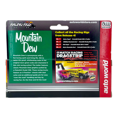 Auto World Hillbilly Mountain Dew Peterbilt Semi Cab and Trailer iWheels Racing Rigs XTraction H.O. Slot Car Back View