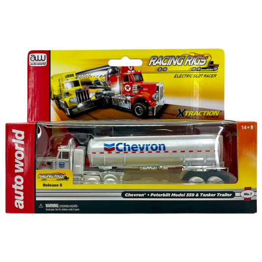 Chevron Peterbilt Model 359 Truck and Tanker Trailer iWheels Racing Rigs XTraction H.O. Slot Car