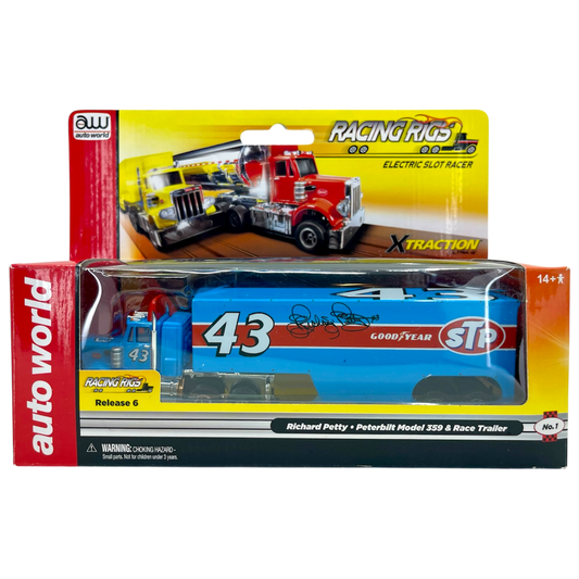 Auto World Richard Petty Peterbilt Semi Cab and Race Trailer Racing Rigs XTraction H.O. Slot Car