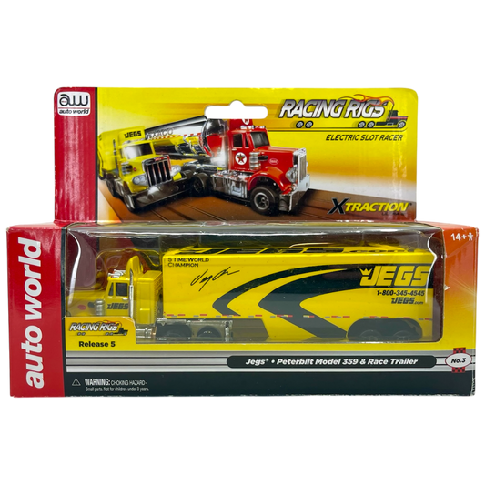 JEGS Peterbilt Model 359 Cab and Race Trailer Truck Racing Rigs XTraction H.O. Slot Car