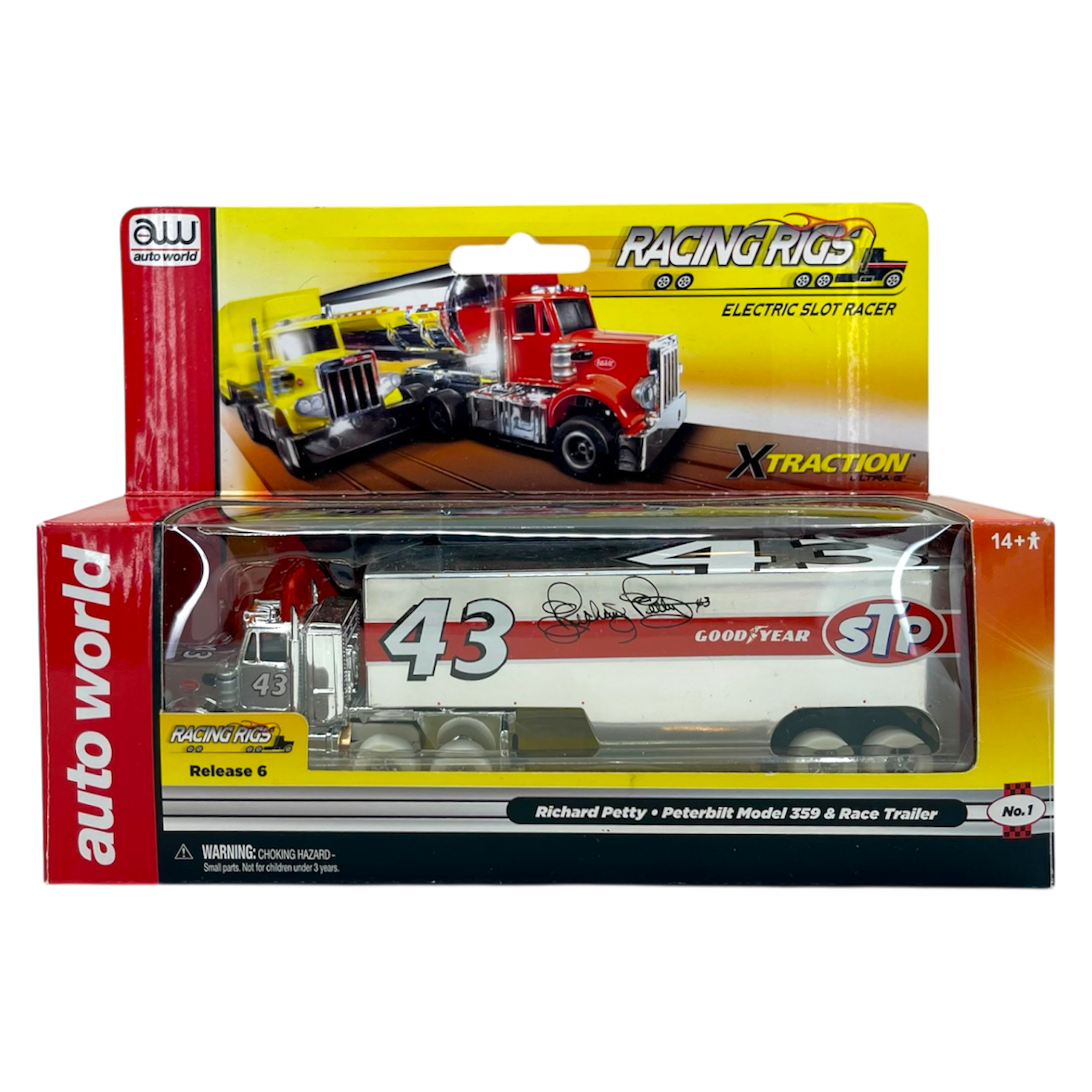 Auto World Richard Petty Peterbilt Semi Cab and Race Trailer iWheels Truck Racing Rigs XTraction H.O. Slot Car