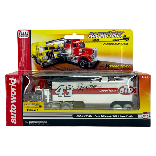 Auto World Richard Petty Peterbilt Semi Cab and Race Trailer iWheels Truck Racing Rigs XTraction H.O. Slot Car