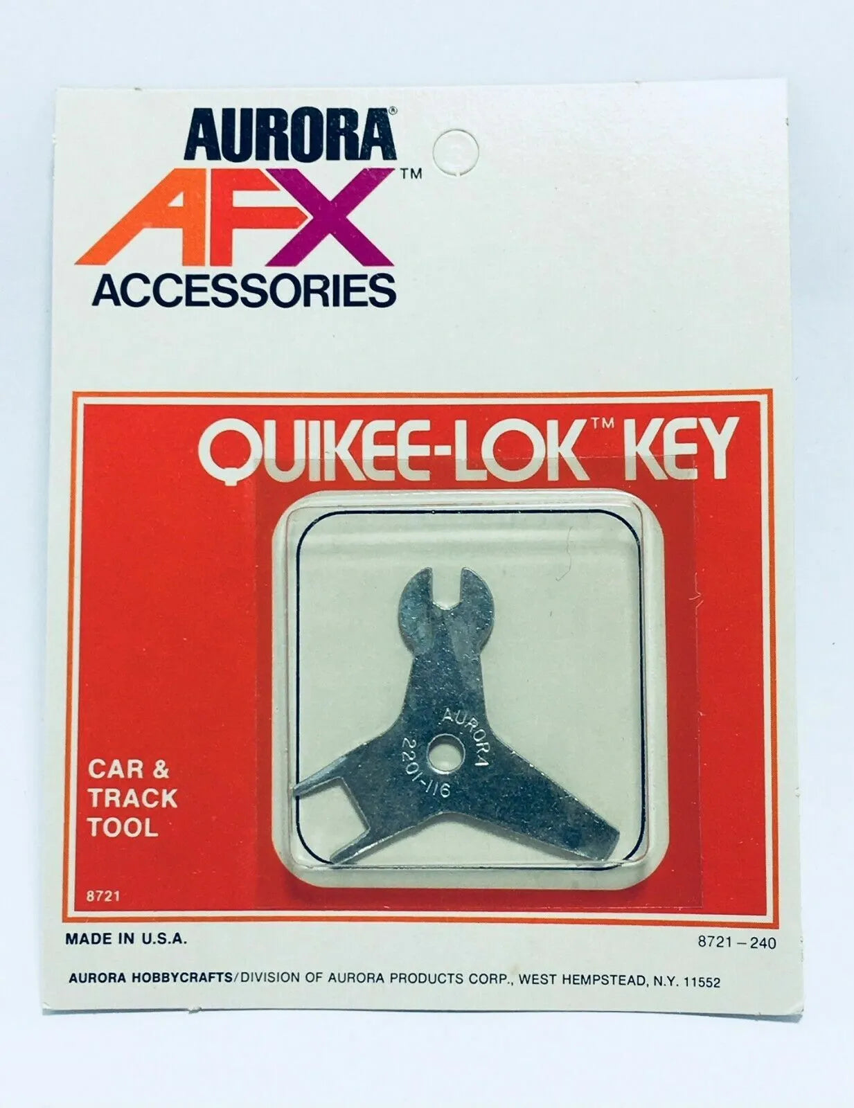 Aurora AFX Quikee Lok Key, Car and Track Tool, NOS in Original Package, PN 8721