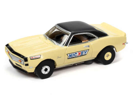 1968 Nickey Chevy Camaro (Yellow) H.O. Scale Slot Car, ThunderJet Chassis