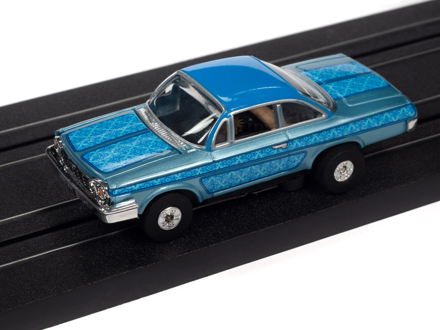 1962 Chevy Bel Air Lowrider (Blue) H.O. Scale Slot Car, ThunderJet Chassis