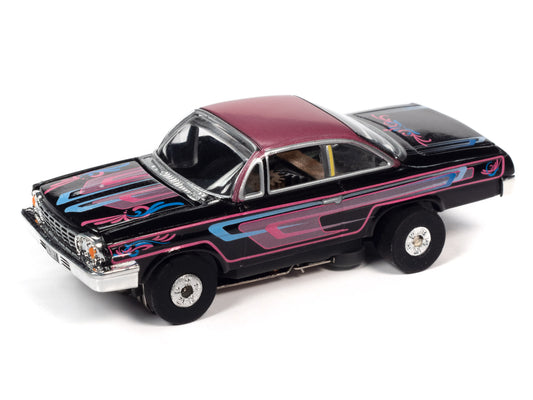 1962 Chevy Bel Air Lowrider (Black) H.O. Scale Slot Car, ThunderJet Chassis