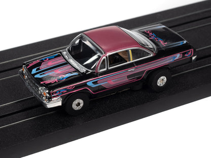 1962 Chevy Bel Air Lowrider (Black) H.O. Scale Slot Car, ThunderJet Chassis