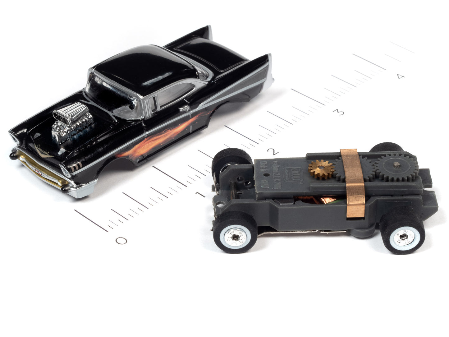 1957 Chevy Bel Air (Black) H.O. Scale Slot Car, ThunderJet Chassis | Auto World