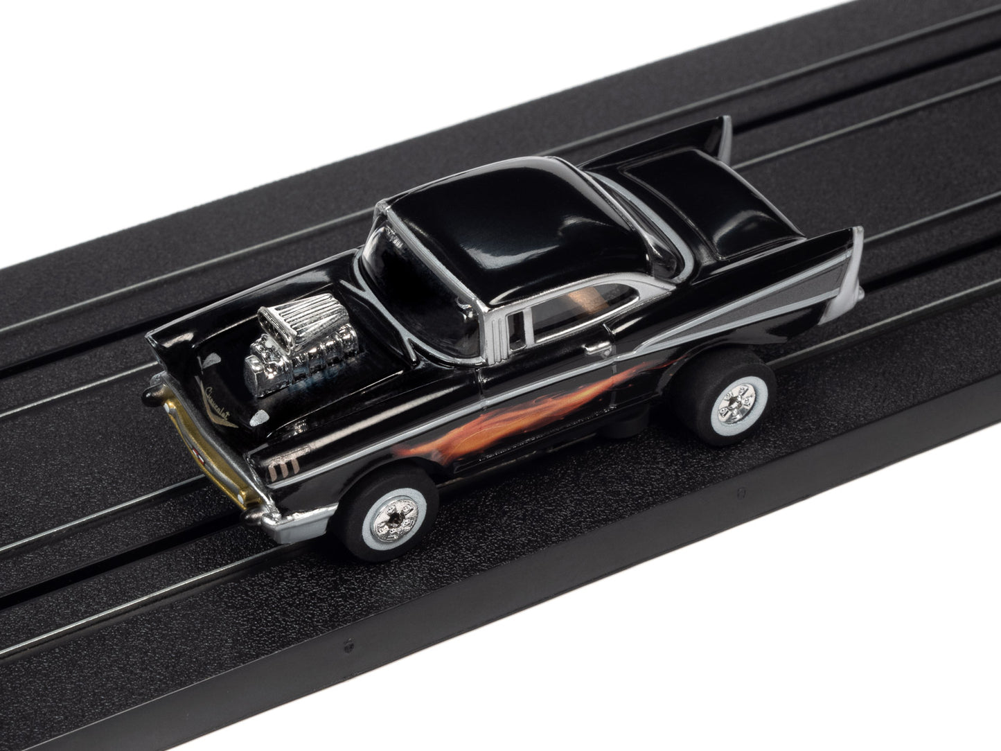 1957 Chevy Bel Air (Black) H.O. Scale Slot Car, ThunderJet Chassis | Auto World
