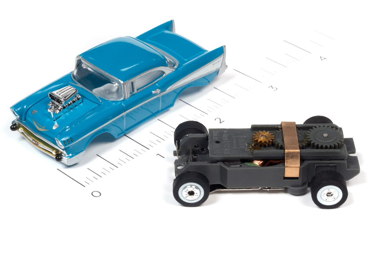 1957 Chevy Bel Air (Turquoise) H.O. Scale Slot Car, ThunderJet Chassis | Auto World