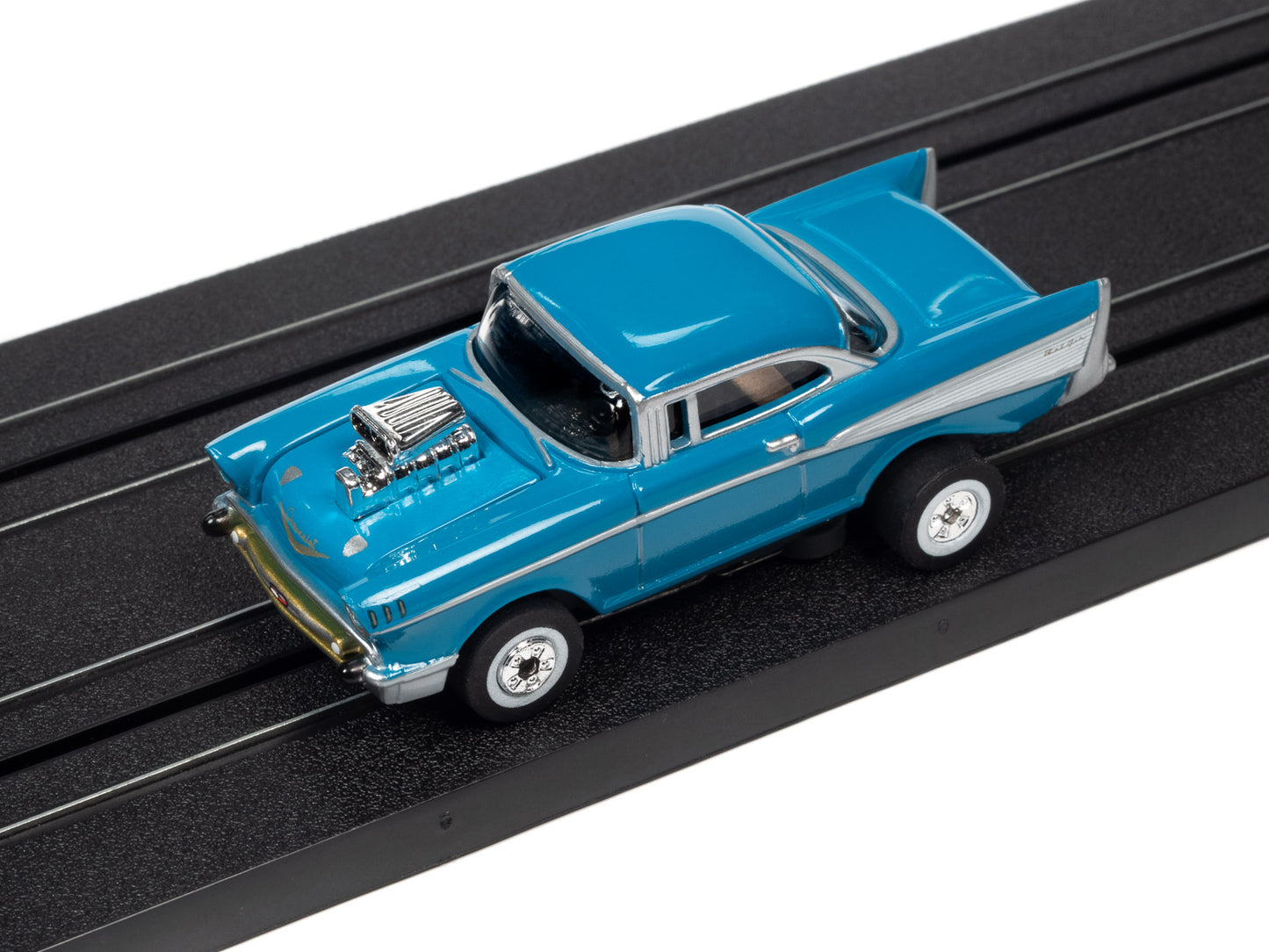 1957 Chevy Bel Air (Turquoise) H.O. Scale Slot Car, ThunderJet Chassis | Auto World
