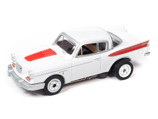 1957 Studebaker (White) H.O. Scale Slot Car, ThunderJet Chassis | Auto World