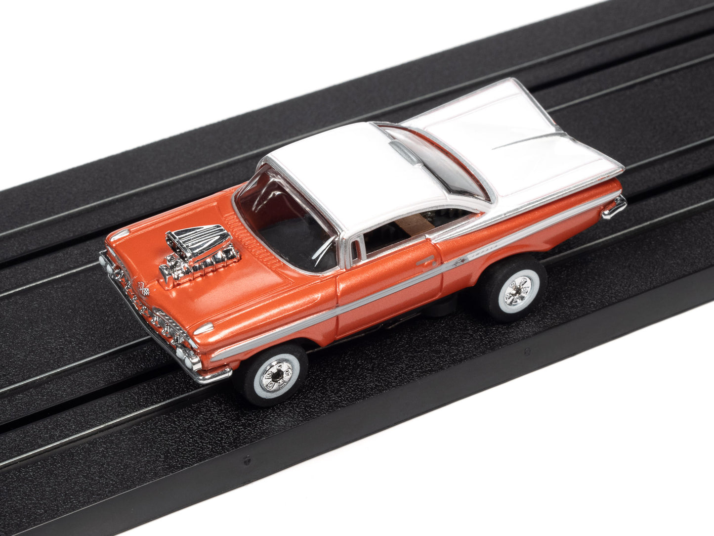 1959 Chevy Impala (Red) H.O. Scale Slot Car, ThunderJet Chassis | Auto World
