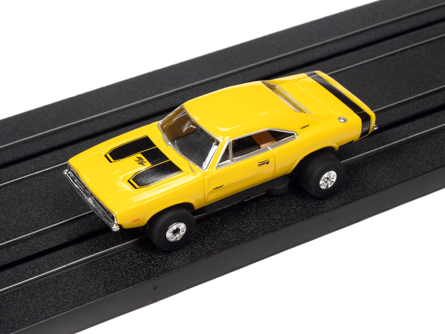 1969 Dodge Charger RT (Yellow) H.O. Scale Slot Car, ThunderJet Chassis | Auto World