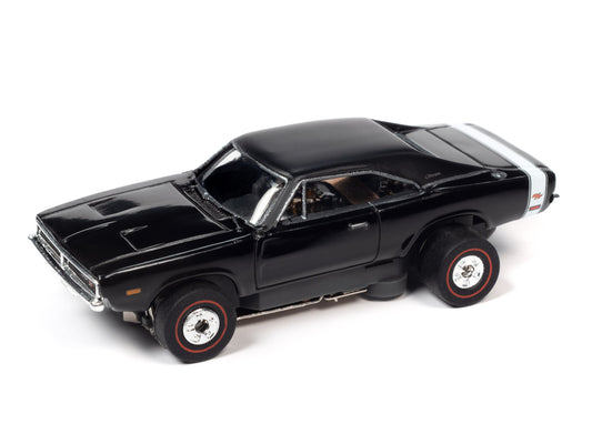 1969 Dodge Charger RT (Black) H.O. Scale Slot Car, ThunderJet Chassis | Auto World