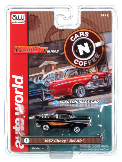 1957 Chevy Bel Air (Black) H.O. Scale Slot Car, ThunderJet Chassis | Auto World