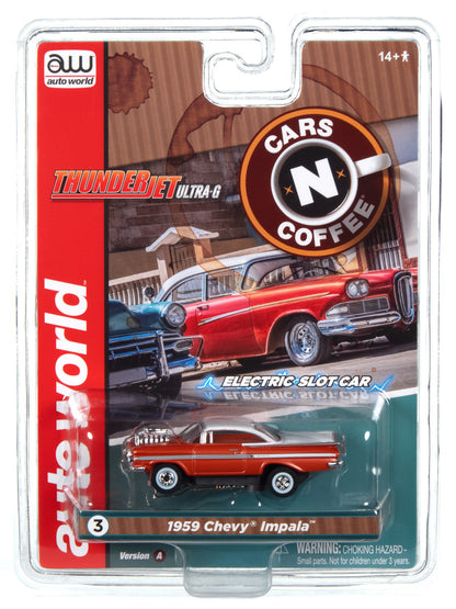 1959 Chevy Impala (Red) H.O. Scale Slot Car, ThunderJet Chassis | Auto World