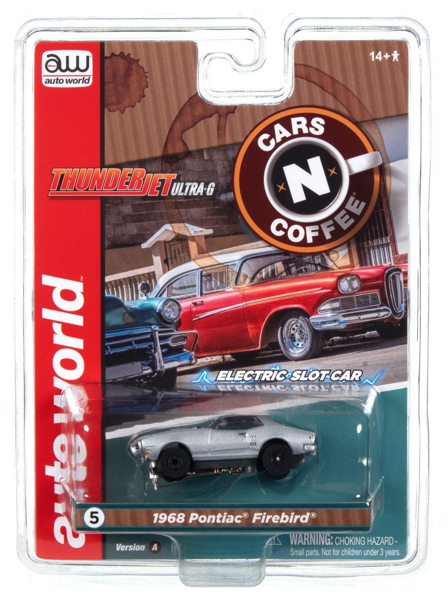 1968 Pontiac Firebird (Silver) H.O. Scale Slot Car, ThunderJet Chassis | Auto World