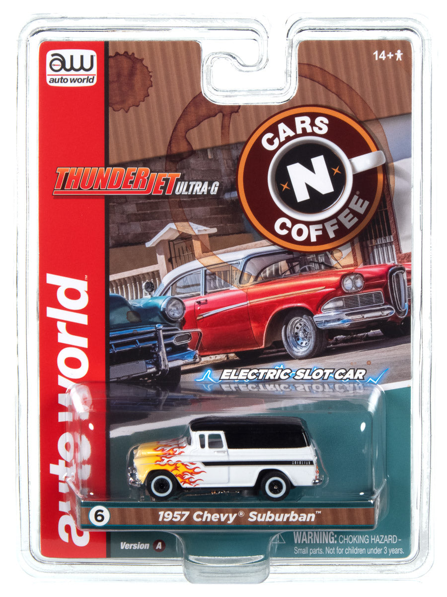 1957 Chevy Suburban (White) H.O. Scale Slot Car, ThunderJet Chassis | Auto World