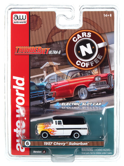 1957 Chevy Suburban (White) H.O. Scale Slot Car, ThunderJet Chassis | Auto World