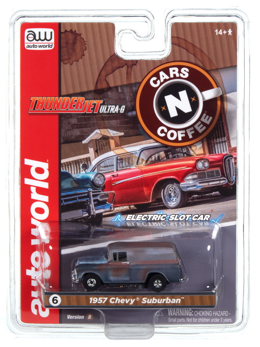 1957 Chevy Suburban (Blue) H.O. Scale Slot Car, ThunderJet Chassis | Auto World