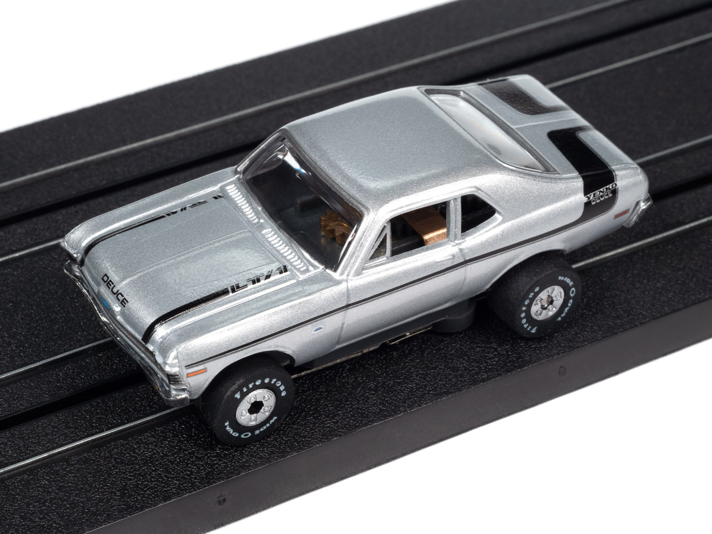 1970 Chevy Nova Yenko Deuce (Silver) H.O. Scale Slot Car, ThunderJet Chassis